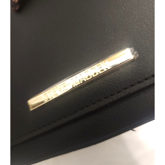 🆕️ NWT! Steve Madden Black Purse with Leopard Scarf & Matching Makeup Bag - Picture 3 of 14